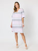 Paros Stripe Print Linen Dress - Pink Silver