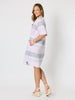 Paros Stripe Print Linen Dress - Pink Silver