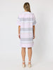 Paros Stripe Print Linen Dress - Pink Silver