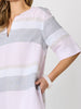 Paros Stripe Print Linen Dress - Pink Silver