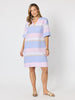 Paros Stripe Print Linen Dress - Sky Multi