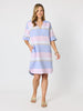 Paros Stripe Print Linen Dress - Sky Multi
