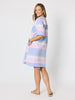 Paros Stripe Print Linen Dress - Sky Multi