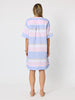 Paros Stripe Print Linen Dress - Sky Multi