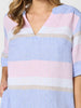 Paros Stripe Print Linen Dress - Sky Multi