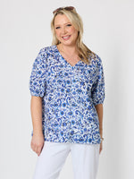 Monterey Floral Print Top - Capri White