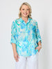 Island Bloom Floral Print Sheer Shirt - Seafoam Multi