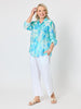 Island Bloom Floral Print Sheer Shirt - Seafoam Multi