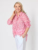 Provence Print Sheer Shirt - Raspberry White