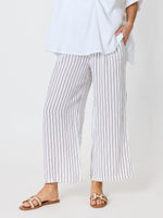 Haven Stripe Wide Leg Linen Pant - Mocha White
