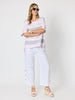 Paros Stripe Print Linen Top - Pink Silver