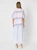 Paros Stripe Print Linen Top - Pink Silver