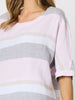 Paros Stripe Print Linen Top - Pink Silver