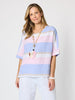 Paros Stripe Print Linen Top - Sky Multi