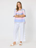 Paros Stripe Print Linen Top - Sky Multi