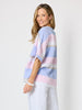 Paros Stripe Print Linen Top - Sky Multi