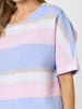 Paros Stripe Print Linen Top - Sky Multi
