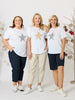 Shimmer Sequin Star Cotton Tee - White/Silver