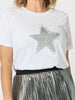 Shimmer Sequin Star Cotton Tee - White/Silver