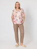 Amalfi Floral Rose Print Top - Pink/Multi