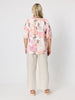 Amalfi Floral Rose Print Top - Pink/Multi