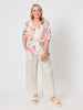 Amalfi Floral Rose Print Top - Pink/Multi