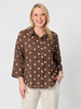 Riviera Cotton Spot Shirt - Coffee White