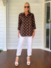 Riviera Cotton Spot Shirt - Coffee White