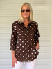 Riviera Cotton Spot Shirt - Coffee White