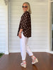 Riviera Cotton Spot Shirt - Coffee White