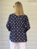 Riviera Cotton Spot Shirt - Navy/White