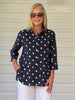 Riviera Cotton Spot Shirt - Navy/White