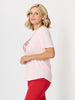 Festive Embroidered Bow Cotton Tee - Pink