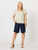 Lilly Scallop Hem Linen Top - Natural