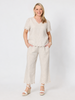 Lilly Scallop Hem Linen Pant - Natural