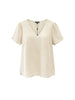 Lilly Scallop Hem Linen Top - Natural