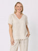 Lilly Scallop Hem Linen Top - Natural