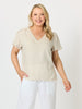 Lilly Scallop Hem Linen Top - Natural