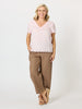 Lilly Scallop Hem Linen Top - Pale Pink