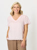 Lilly Scallop Hem Linen Top - Pale Pink