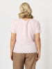 Lilly Scallop Hem Linen Top - Pale Pink
