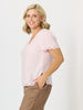 Lilly Scallop Hem Linen Top - Pale Pink