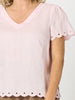 Lilly Scallop Hem Linen Top - Pale Pink