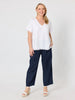 Lilly Scallop Hem Linen Top - White