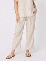 Lilly Scallop Hem Linen Pant - Natural