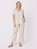 Lilly Scallop Hem Linen Top - Natural