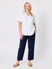 Lilly Scallop Hem Linen Pant - Navy