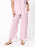 Lilly Scallop Hem Linen Pant - Pale Pink