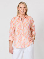Tuscan Sunset Print Shirt - Mandarin Multi