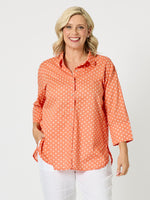 Summer Spot Print Cotton Shirt - Orange